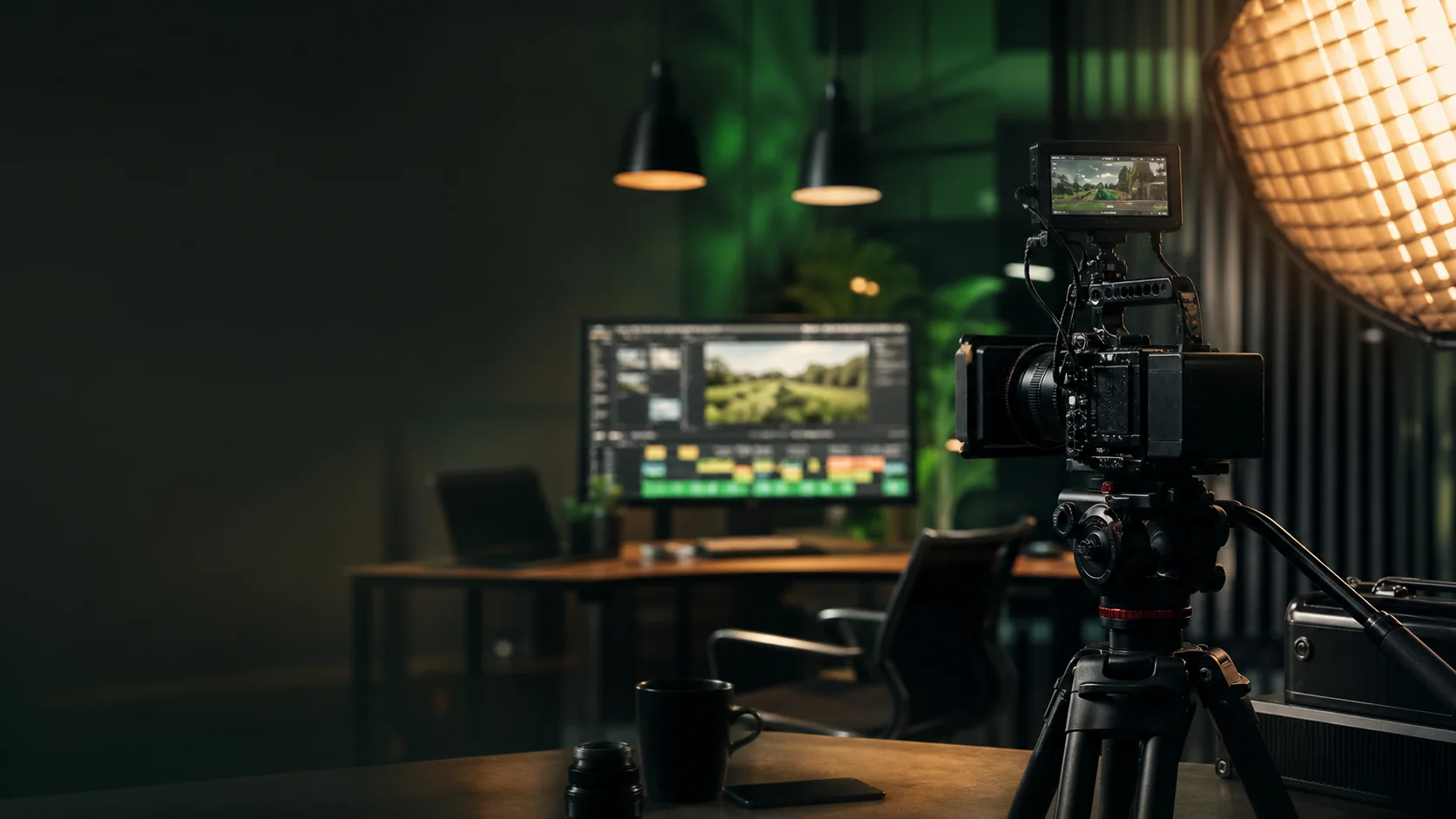 Professionelle Videoproduktion mit Kamera, Licht und Schnittplatz